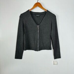 ABS by‎ Allen Schwartz Front Zip Long Sleeve Top Size Small Petite